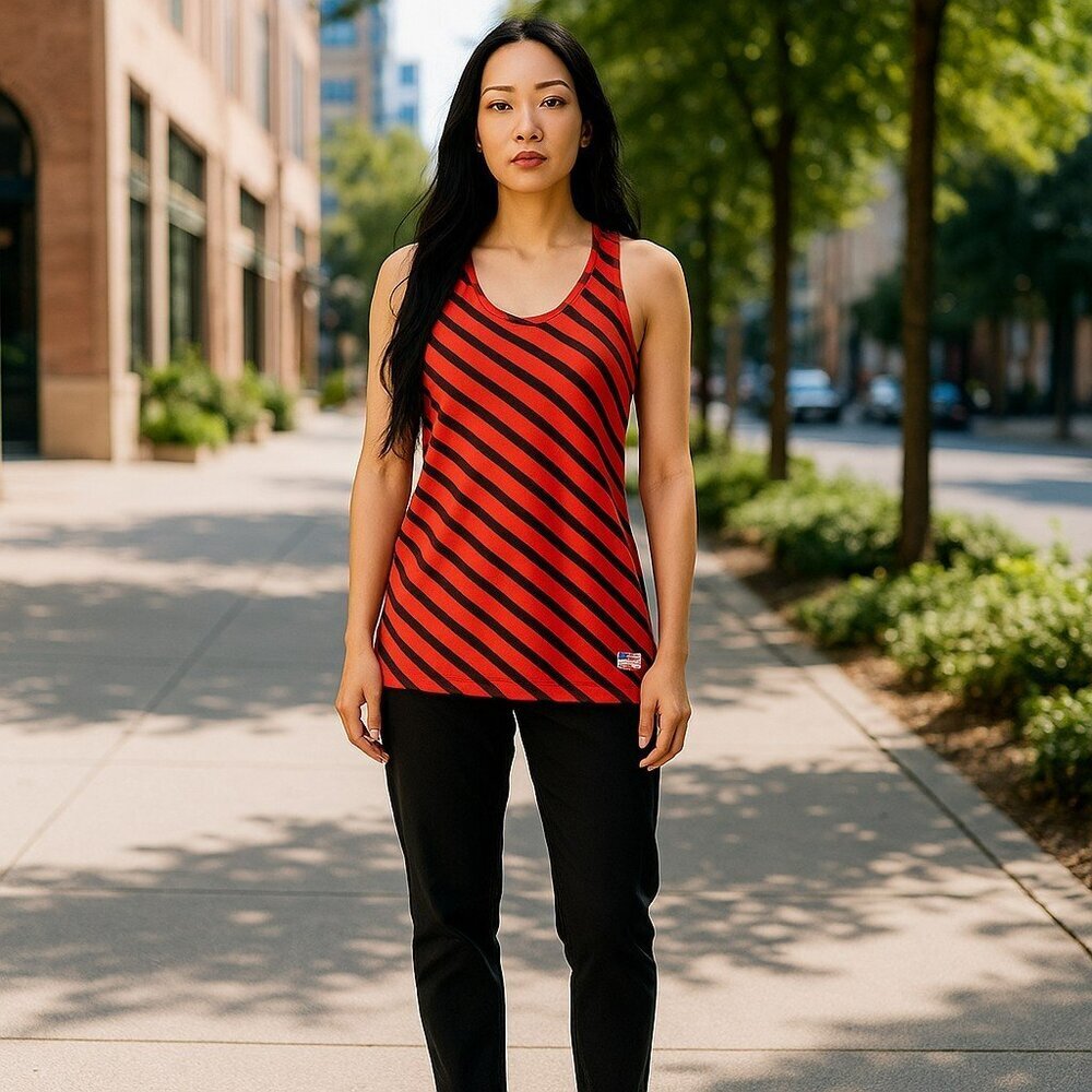 The North Face Orange Stripe Athletic Tank Top